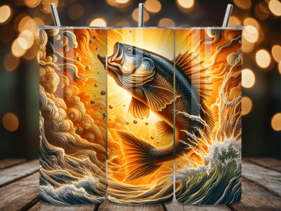3D Abstract Bass Fishing Tumbler Wrap