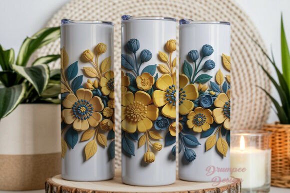 3D Floral Yellow Blue 20oz Tumbler Wrap: A Strategic Asset for Branding and Production