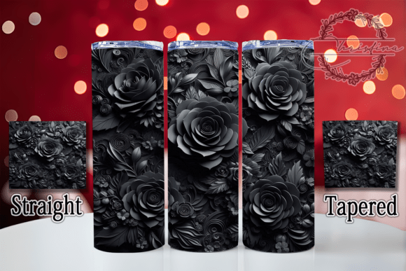 3D Gothic Black Rose Tumbler Design