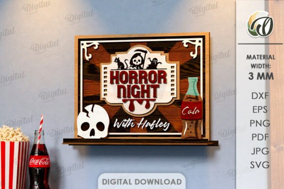 3D Home Cinema Sign Laser Cut: A Digital Design Asset
