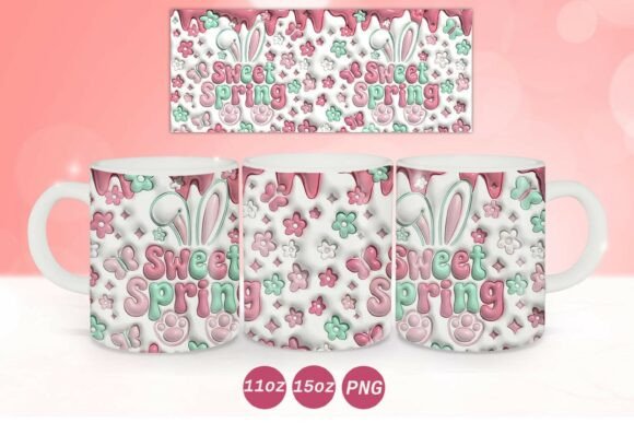 3D Inflated Playful Easter Mug Wrap Png: A Vibrant Digital Resource for Creators