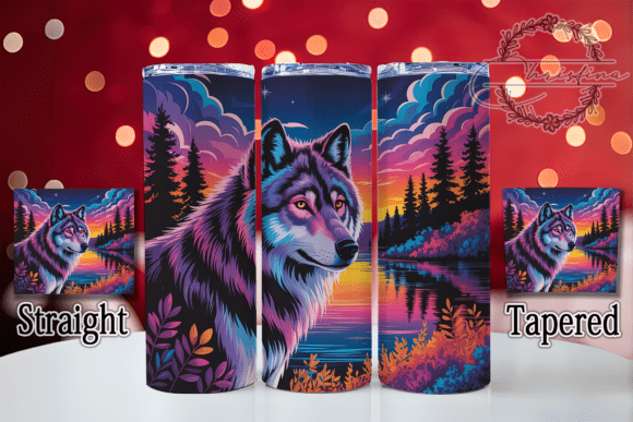 3D Neon Yellowstone Wolf Tumbler Design