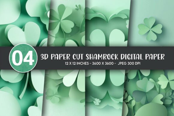 3D Paper Cut Shamrock Digital Paper