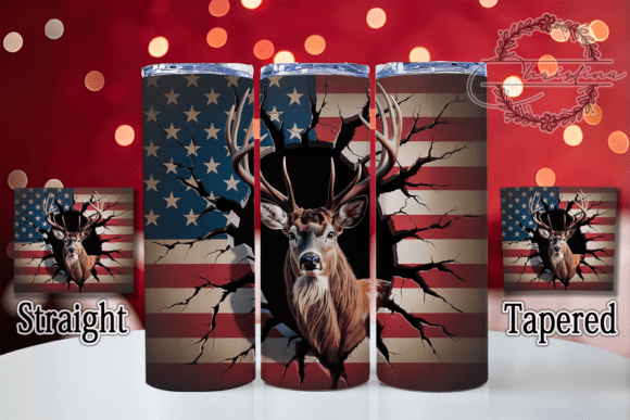 3D Patriotic American Deer Tumbler Design