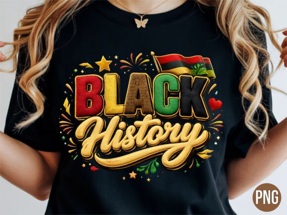 Black History 3D Puffy Fabric Flag PNG