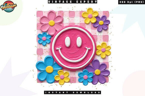 Bringing Joy to Your Designs with the Smiley Face Fun Colorful Flower 3D PNG