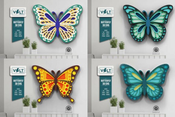 Cute Butterfly 3D SVG Multilayer BUNDLE