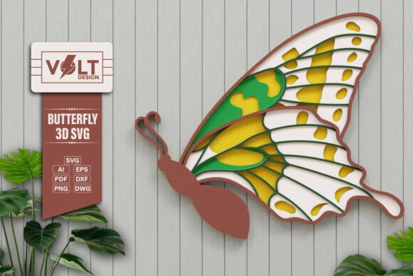 Cute Butterfly 3D SVG Multilayered File