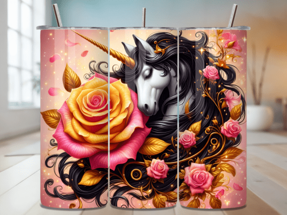 Evaluating the 3D Gold White Unicorn Floral Tumbler Design for Custom Projects
