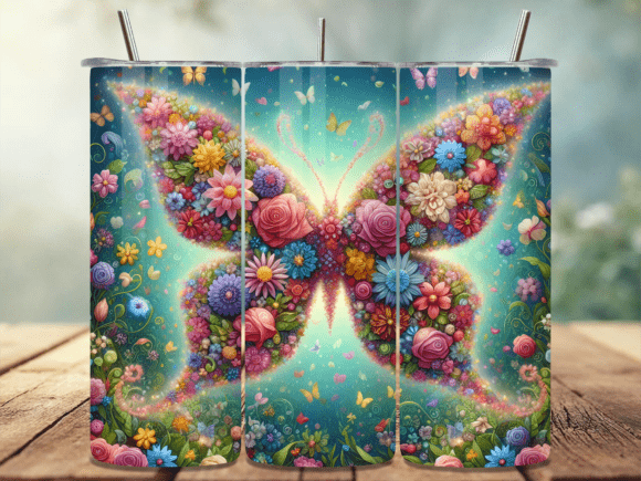 Floral Butterfly 3D Effect Tumbler Wrap