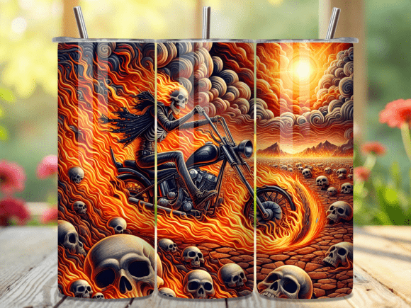 Ghost Rider Skeleton 3D Tumbler Wrap: A Bold Statement for Your Next Project