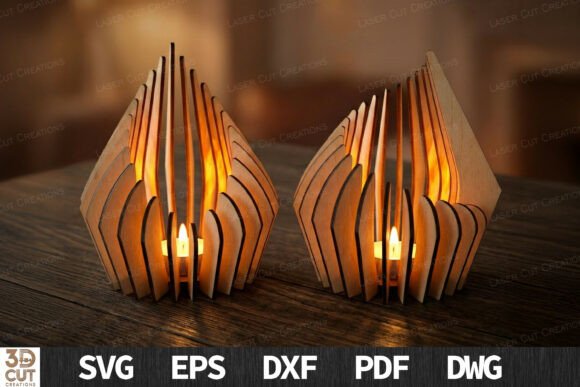 Modern Slotted Lantern 3D SVG: Elevating Interior Design with Laser-Cut Elegance