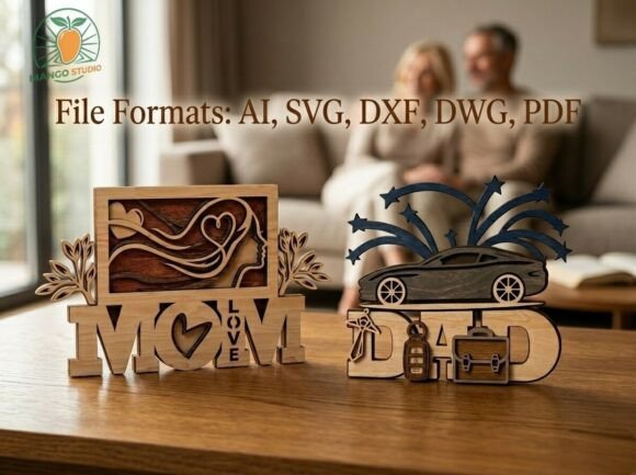 MOM DAD-Layered 3D Wood Decor: Crafting Premium Keepsakes