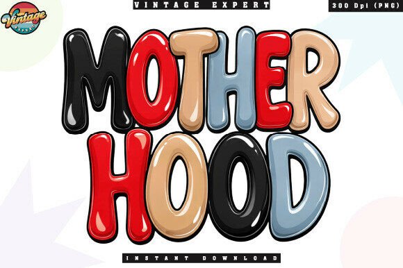 Motherhood Colorful Glossy 3D Latter PNG
