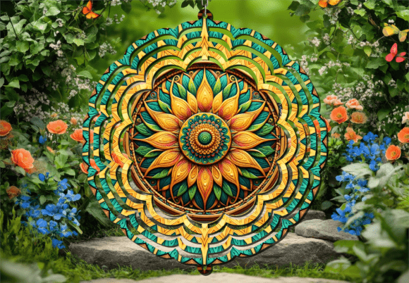 Transform Your Garden with the Mandala Sunflower 3D Floral Wind Spinner
