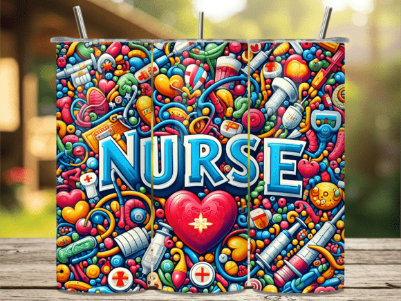 Vibrant 3D Doodle Heart Nurse Tumbler: A Creative Solution for Custom Drinkware